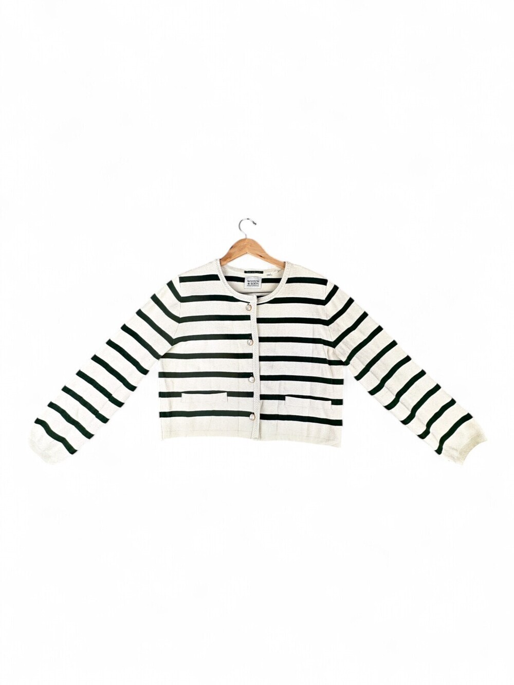Scotch & Soda Striped Crewneck Button Cardigan - Size L
